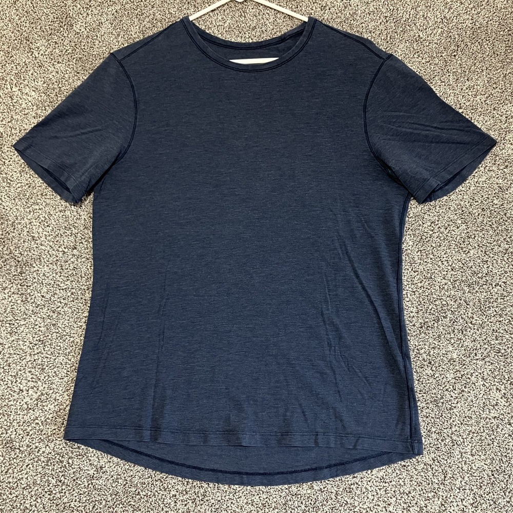 Lululemon Shirt Mens Small Blue Solid Short‎ Sleeve Athletic Tech Tee